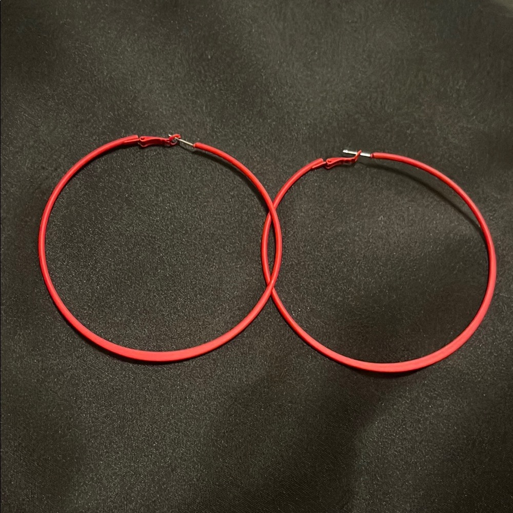 Elegant Red Hoop Earrings